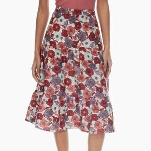 Aritzia Wilfred Atone Linen Midi Floral Skirt size 4